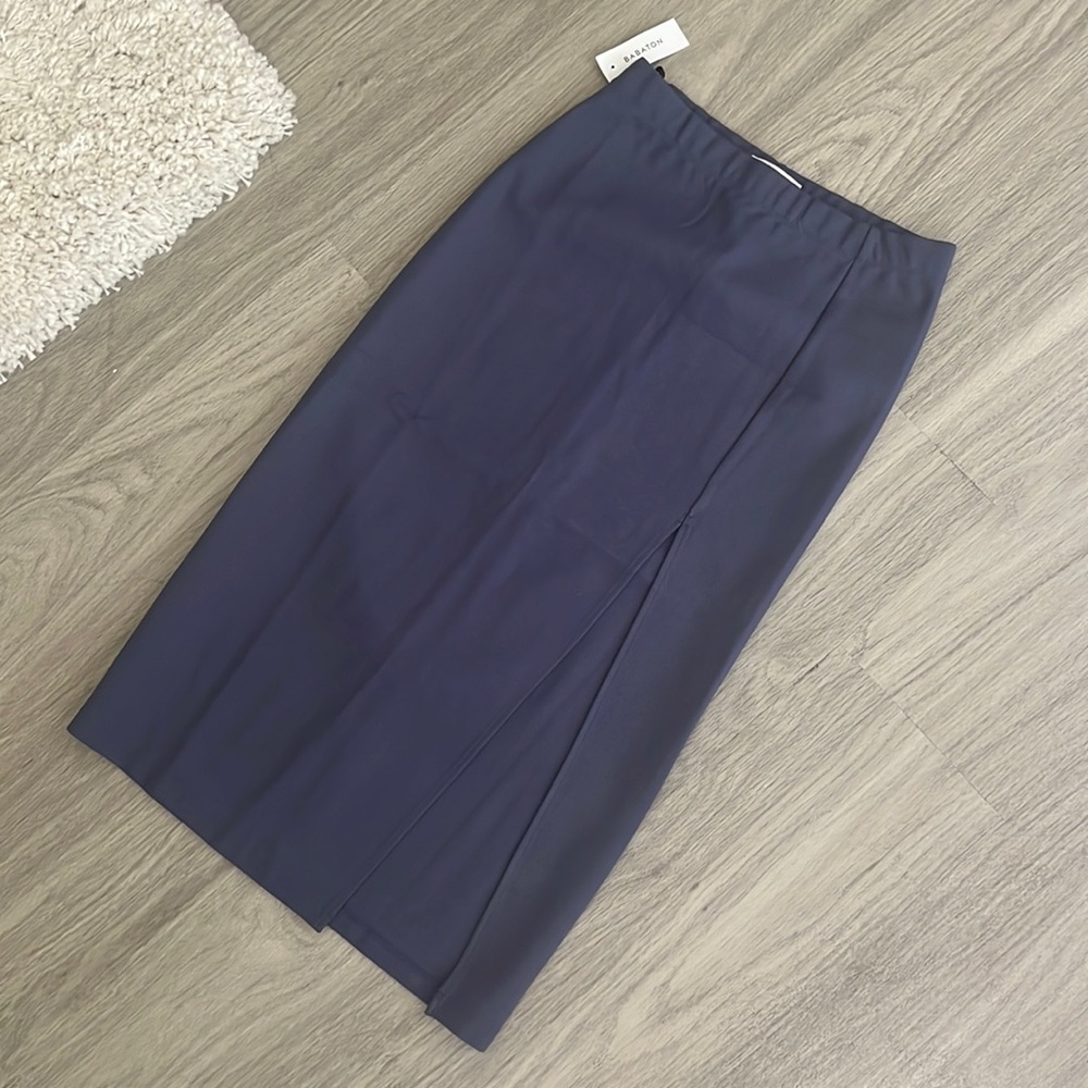 NWT BABATON PENCIL MIDI BODYCON SKIRT WITH LONG FRONT SLIT, 4